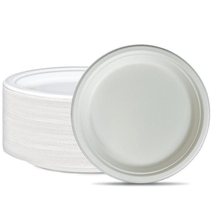 10 inches Bagasse Natural Biodegradable Sugarcane Plate Compostable Round Heavy Duty Plates