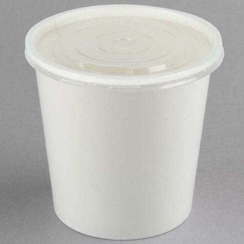 32 oz White Paper Deli Containers and PP clear Plastic Lids - ice cream, yogurt cups Top 115mm diameter