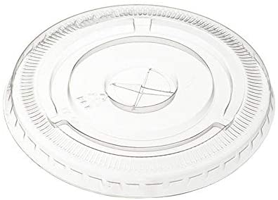 107mm diameter PET Flat Straw Slot Lid, (Case of 500 count)