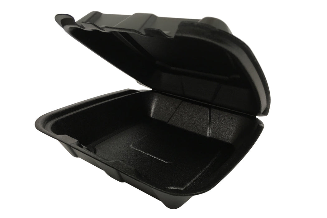 8" x 8" Black Foam Hinged Container 1-Compartment 200 Counts
