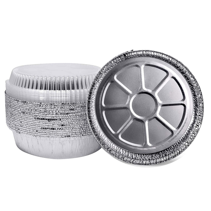20 sets Premium 9-Inch Round Foil Pans with Plastic Dome Lids l Disposable Aluminum Pan for Roasting, Baking, or Cooking