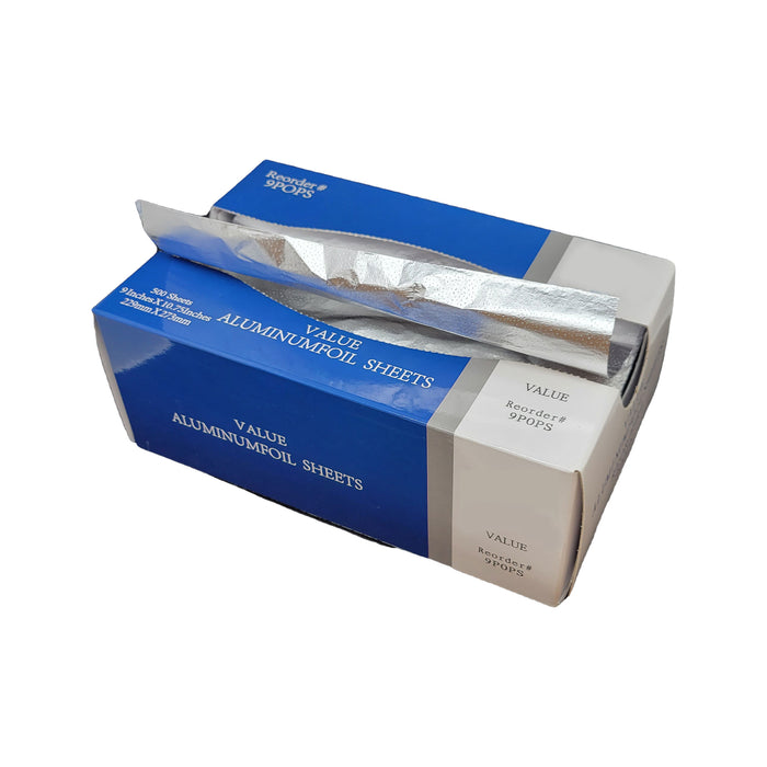 Foil Sheets, Aluminum Foil, Pop Up Dispenser for Food Safe, Hair Color Application and Highlighting 9” W x 10.75” L 500 Count