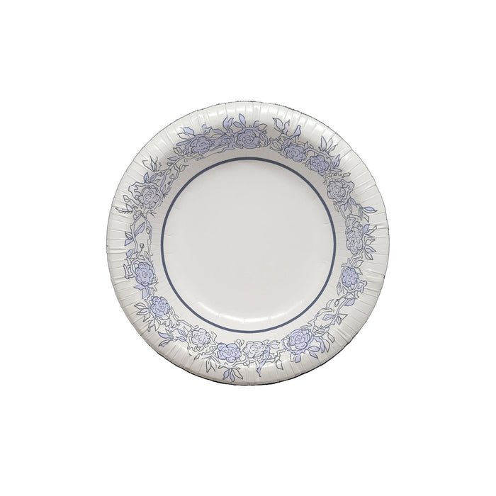 20 oz Beautifully Designed Blue Floral Paper Bowl - Luxury Disposable Tableware