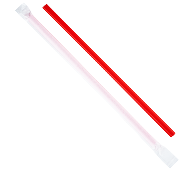 8-3/4',Giant Wrapped Red Plastic Straws, diameter 7mm, Drinking Straws