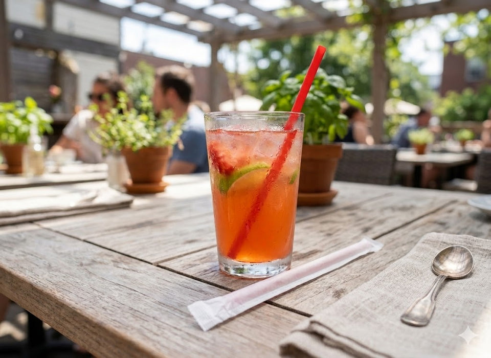 10.25 inch Giant Wrapped Red Plastic Straws, diameter 7mm,  Drinking Straws