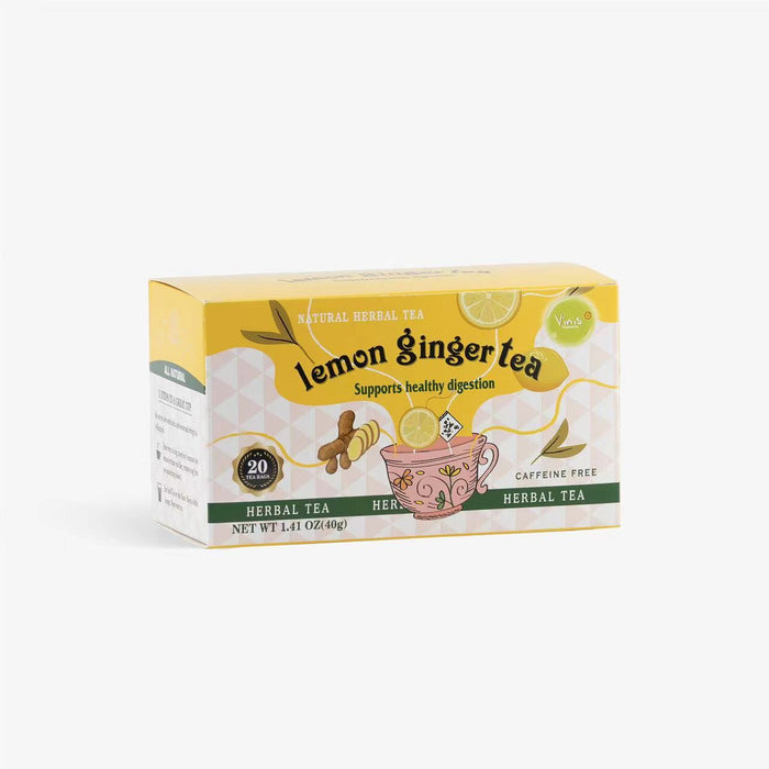 Lemon Ginger Tea, Caffeine Free, Support Healthy Digestion, 20 Tea Bag Box, Case of 6 Boxes