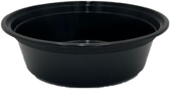 Combo Pack of 150 sets 16oz Food Prep Containers with Black Base & Clear Lids - 6” Round & Microwavable Disposable Freezer-Safe BPA-Free Plastic Meal Storage