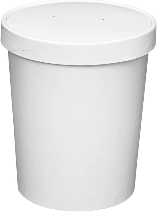 250 Sets White Paper Food Containers With Vented Lids, To Go Hot Soup Bowls, Disposable Ice Cream Cups