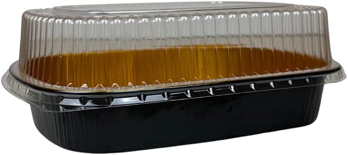 Large Black and Gold Pan with Dome Lid 11 3/16" x 8 3/4"| 50 Sets Big Pans with Dome Lids | Durable & Versatile Pans with Dome Lids Serving Foods Hot Meals Baking Desserts BBQs Catering