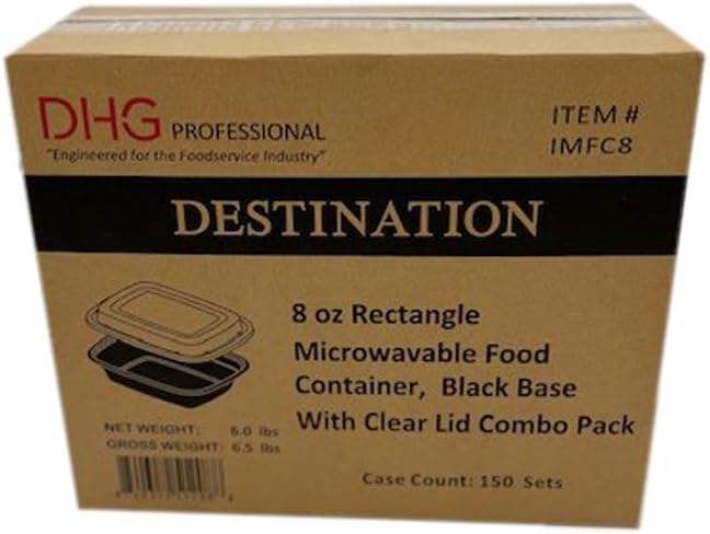 150 Combo Pack 8oz Rectangle Food Containers Meal Prep Microwavable