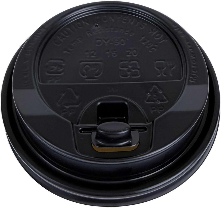 1000 Pack Coffee Cup lids, Disposable Plastic Cup Lids for 10, 12, 16, 20, 24 oz Paper Cups, Hot/Cold Drinking Cup Lids, 3.54 Inches/90 mm Diameter - Black