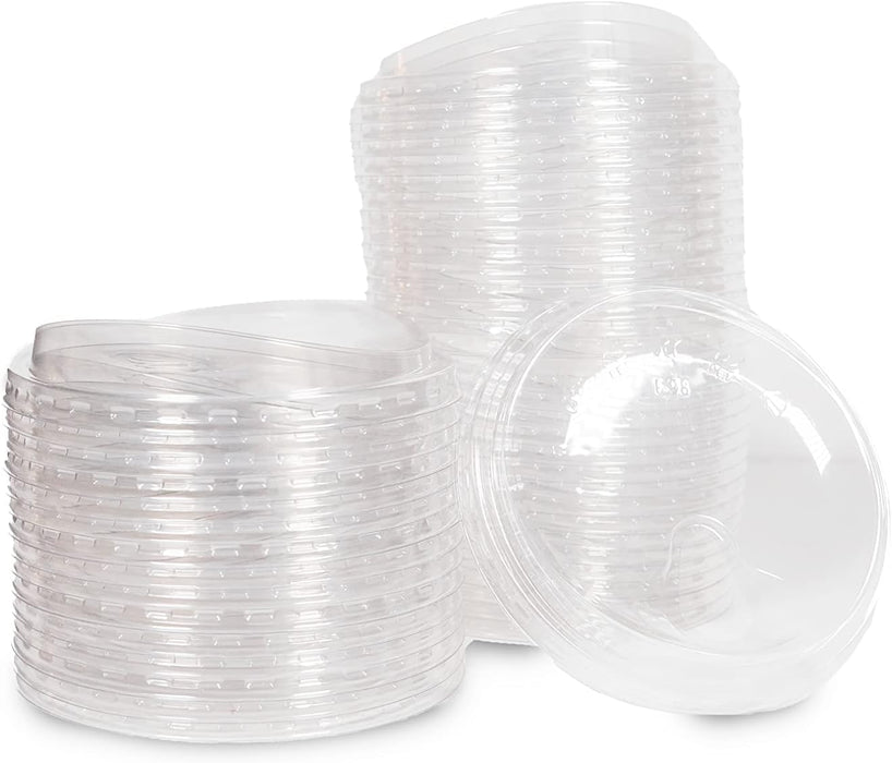 Strawless Plastic Lids, 98mm Diameter, Fits 12-24 Oz Cups, Crystal Clear PET Plastic Sip Lids