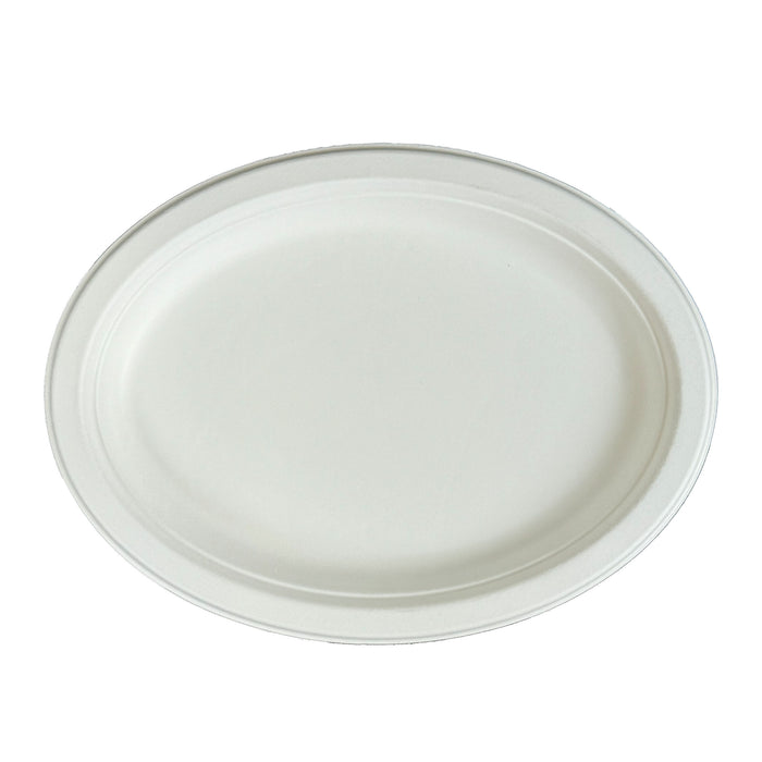 Pack of 125 Oval Plates Biodegradable Sugarcane Plates Microwavable Heavy Duty Large Plates