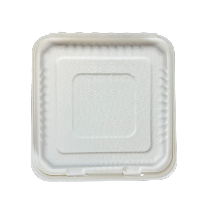 9 x 9 x 3 inches Bagasse 1-Compartment Disposable Hinged Containers 200 Pack Sugarcane Biodegradable Take out Bento Box