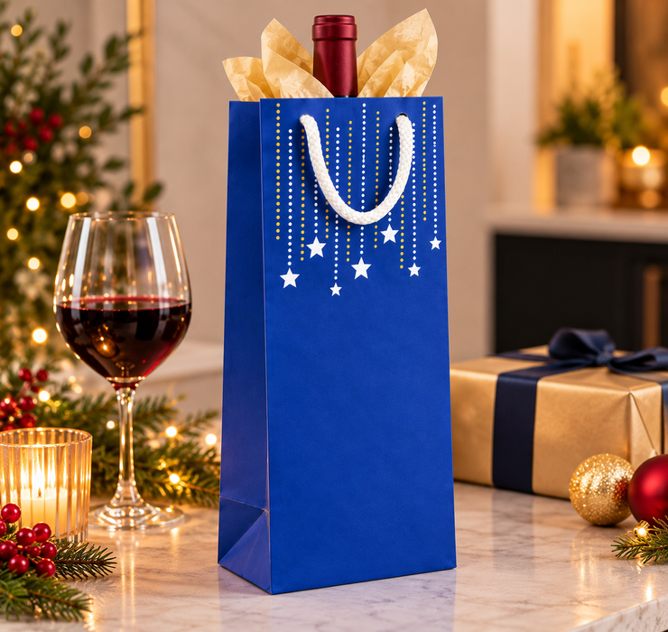 Wine Gift Bag with Tag, Paper Bag, Tall Paper Wine Bottle Gift Bag for Christmas, Holidays, Birthdays, Weddings & Special Occasions