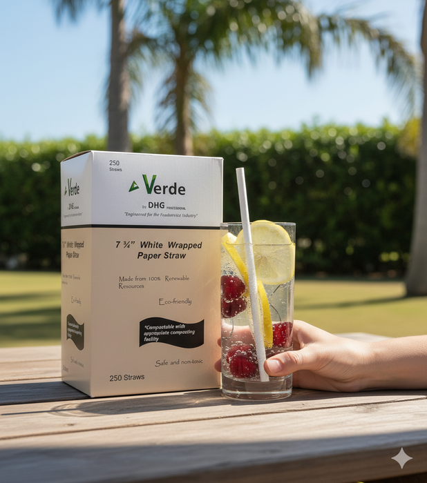 White Paper Straw Individual Wrapped 7.75"