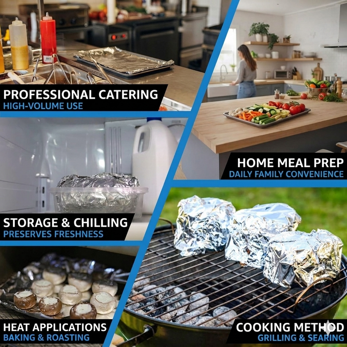 Heavy Duty Aluminum Foil Roll, 24 Inch Extra Wide, 475 Feet Length, Commercial Grade, for Catering, Grilling, Baking, Cooking, BBQ