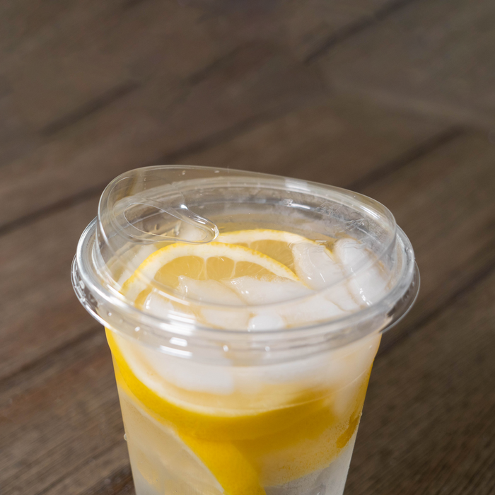 Strawless Plastic Lids, 98mm Diameter, Fits 12-24 Oz Cups, Crystal Clear PET Plastic Sip Lids
