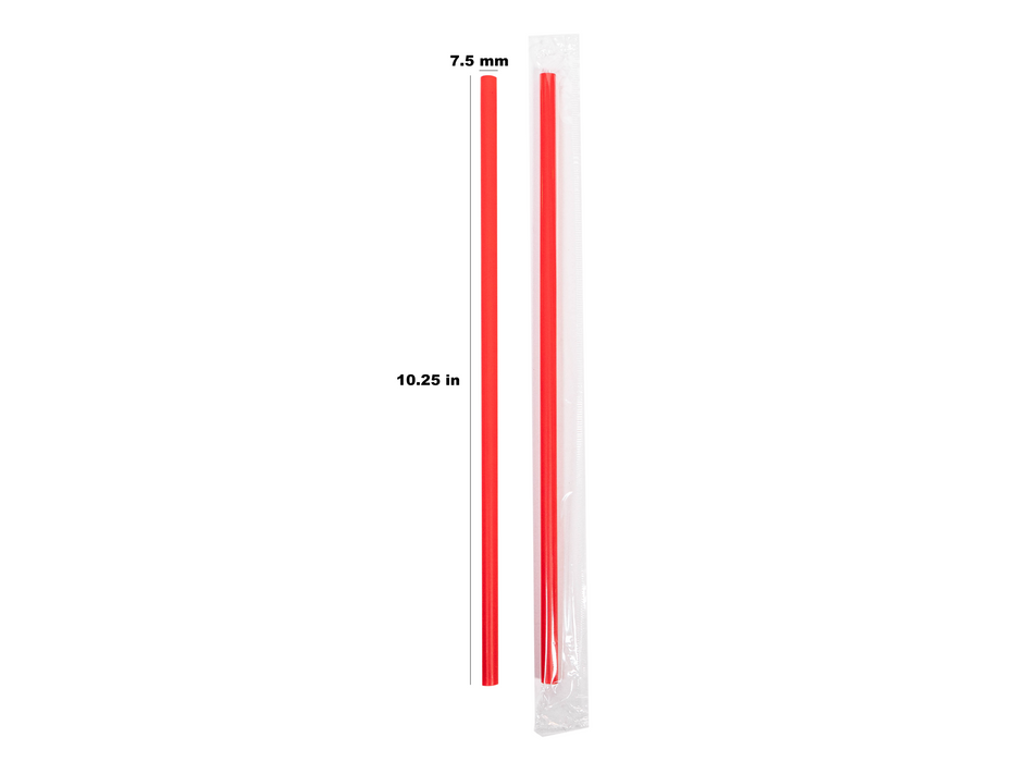 10-1/4 Inch Plastic Drinking Straw 7.5mm Wide Red Plastic Straw