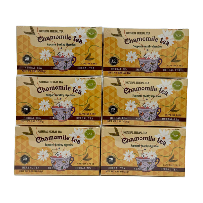 Chamomile Tea, Natural Herbal Tea, Caffeine Free, 20 Tea Bag Box