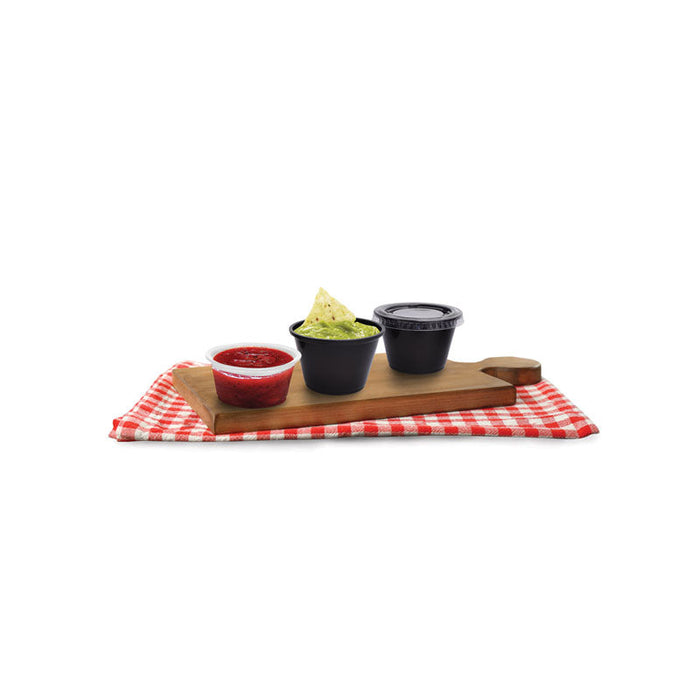 4 oz Plastic Black Portion Cups With Lids, Souffle Cups