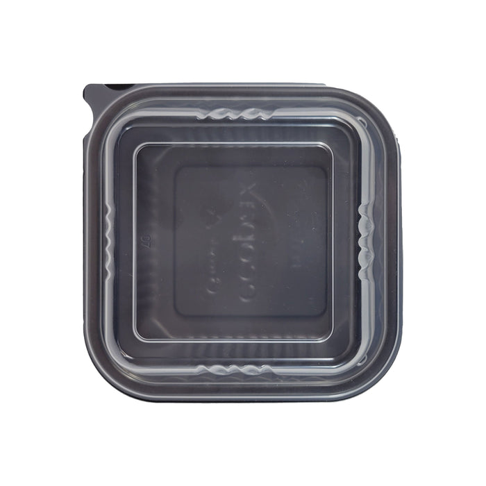 PP Pebble Box Serving Tray with Lid, Food Container (6x6" 1 Compartment)