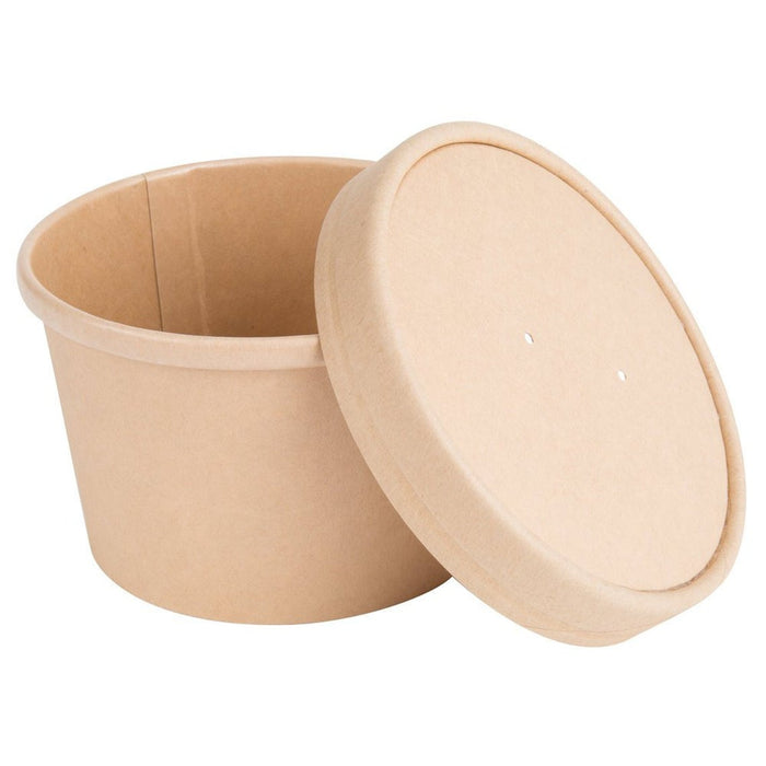 Custom print Kraft Paper Food Containers With Vented Lids, To Go Hot Soup Bowls, Disposable Ice Cream Cups for your Custom Logo and Branding