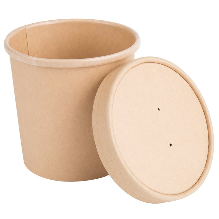 Custom print Kraft Paper Food Containers With Vented Lids, To Go Hot Soup Bowls, Disposable Ice Cream Cups for your Custom Logo and Branding