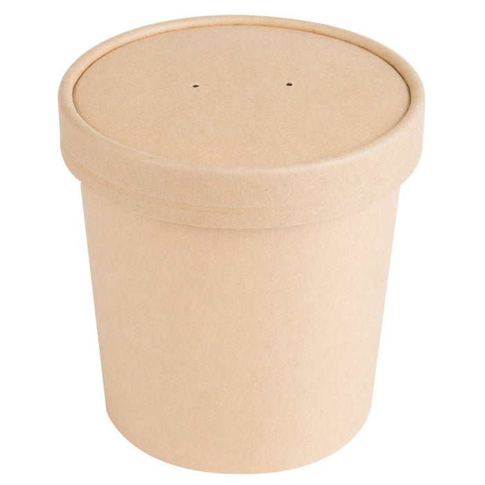 Custom print Kraft Paper Food Containers With Vented Lids, To Go Hot Soup Bowls, Disposable Ice Cream Cups for your Custom Logo and Branding