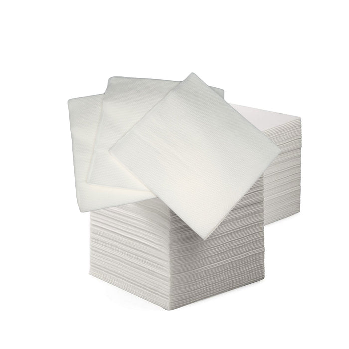 Premium Lunchenon Napkin Virgin 1ply White Embossed 1/4 fold Cocktail and Cleaning Surfaces Single-Use Napkins - 1-ply, 1/4 Folded