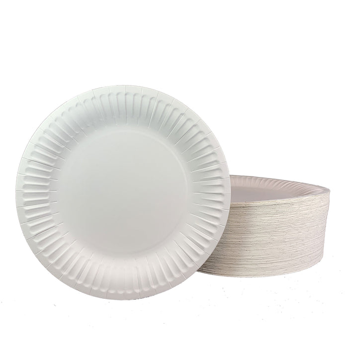 The "Green" Standard 9-Inch Paper Plates Uncoated, White 100 Plates