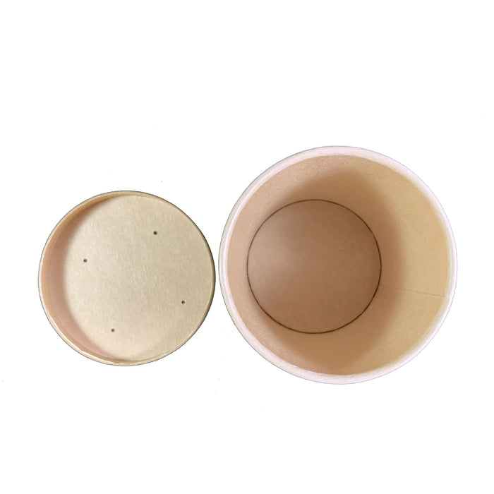 Custom print Kraft Paper Food Containers With Vented Lids, To Go Hot Soup Bowls, Disposable Ice Cream Cups for your Custom Logo and Branding