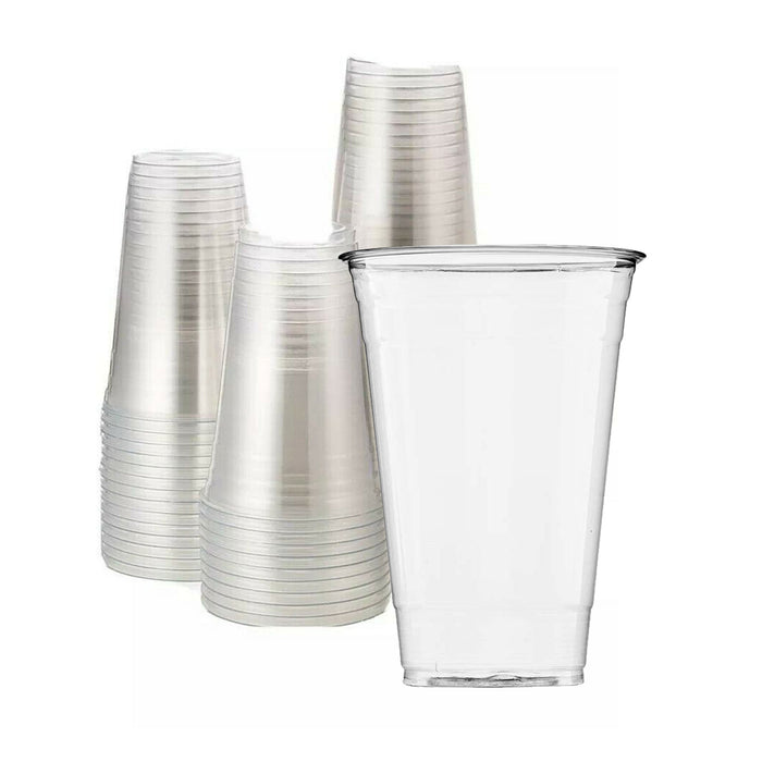 24oz Crystal Clear PET Plastic Cups, Disposable Cold Cups Case of 600 counts