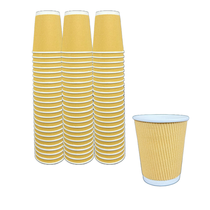 8 oz Corrugated Insulated Ripple Wall Paper Coffee Cups (Case of 500) Disposable To Go Cups for Hot Beverage or Cold Drinks Office, Home, Cafe, Camping