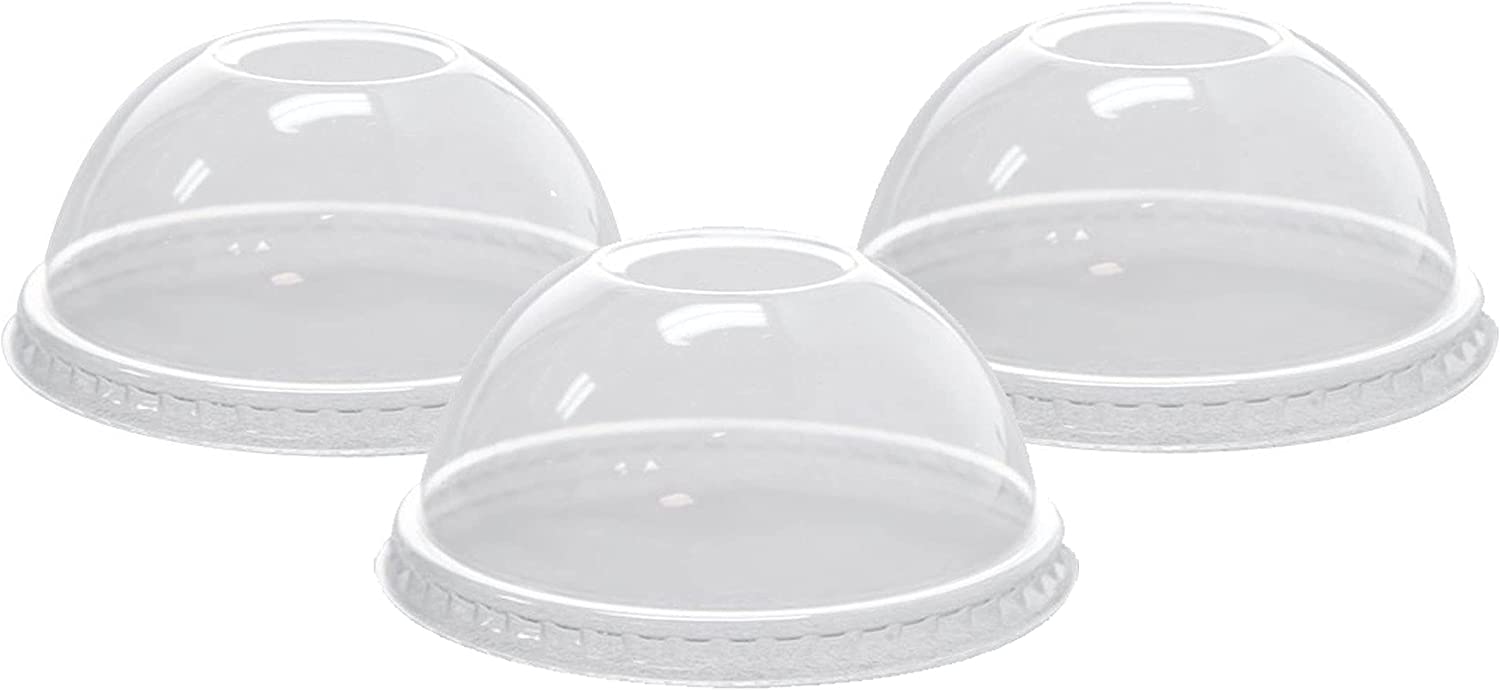 107mm diameter PET Plastic Dome Straw Slot Lid, Case of 500 count