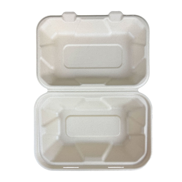 Eco-Friendly 9" x 6" Sugarcane Clamshell Containers Bagasse To-go Box (Pack of 200)