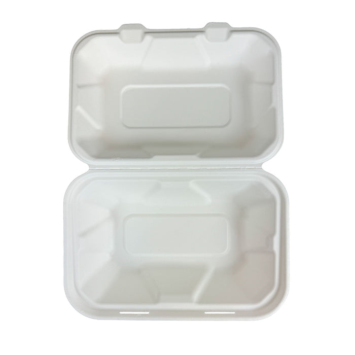 Eco-Friendly 9" x 6" Sugarcane Clamshell Containers Bagasse To-go Box (Pack of 200)