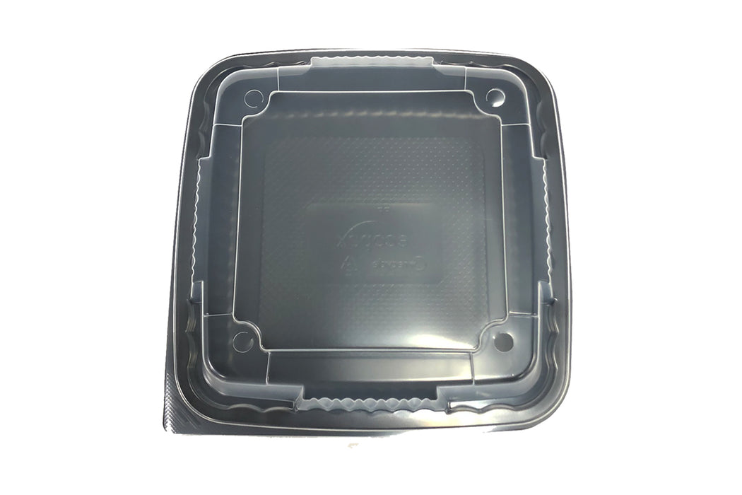 8" x 8" x 3", 1 Compartment Tray with Translucent Vented Lid. Combo Pack (Tray and Lid). Pebble.