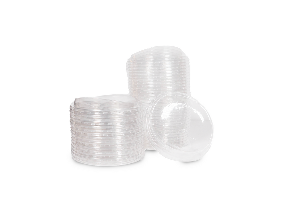 Strawless Plastic Lids, 98mm Diameter, Fits 12-24 Oz Cups, Crystal Clear PET Plastic Sip Lids