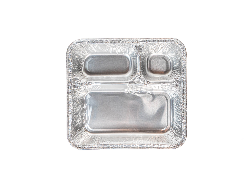 Disposable Aluminum Dinner Tray with Paper Lids 3 Compartment Foil Pan –  OnlyOneStopShop