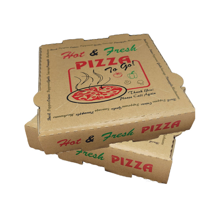 DHG Professional 50 Pack Pizza Box 4 Color Print Hot & Fresh Pizza Brown Color (8 x 8)