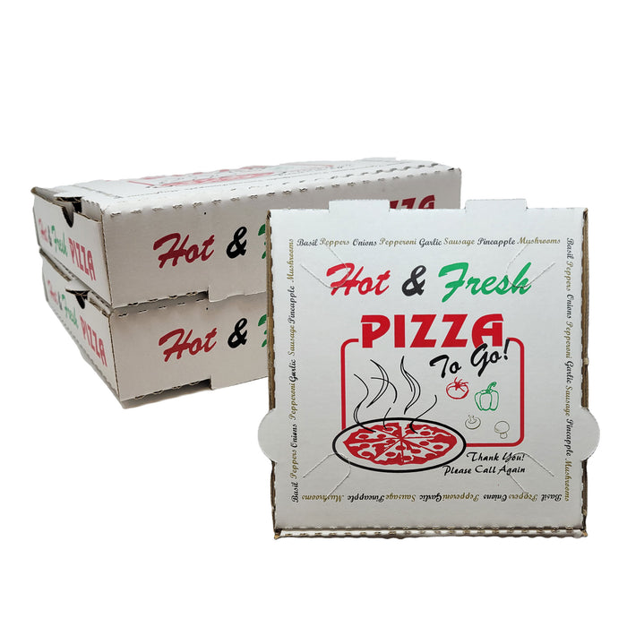 DHG Professional 50 Pack Pizza Box 4 Color Print Hot & Fresh Pizza Brown Color (8 x 8)