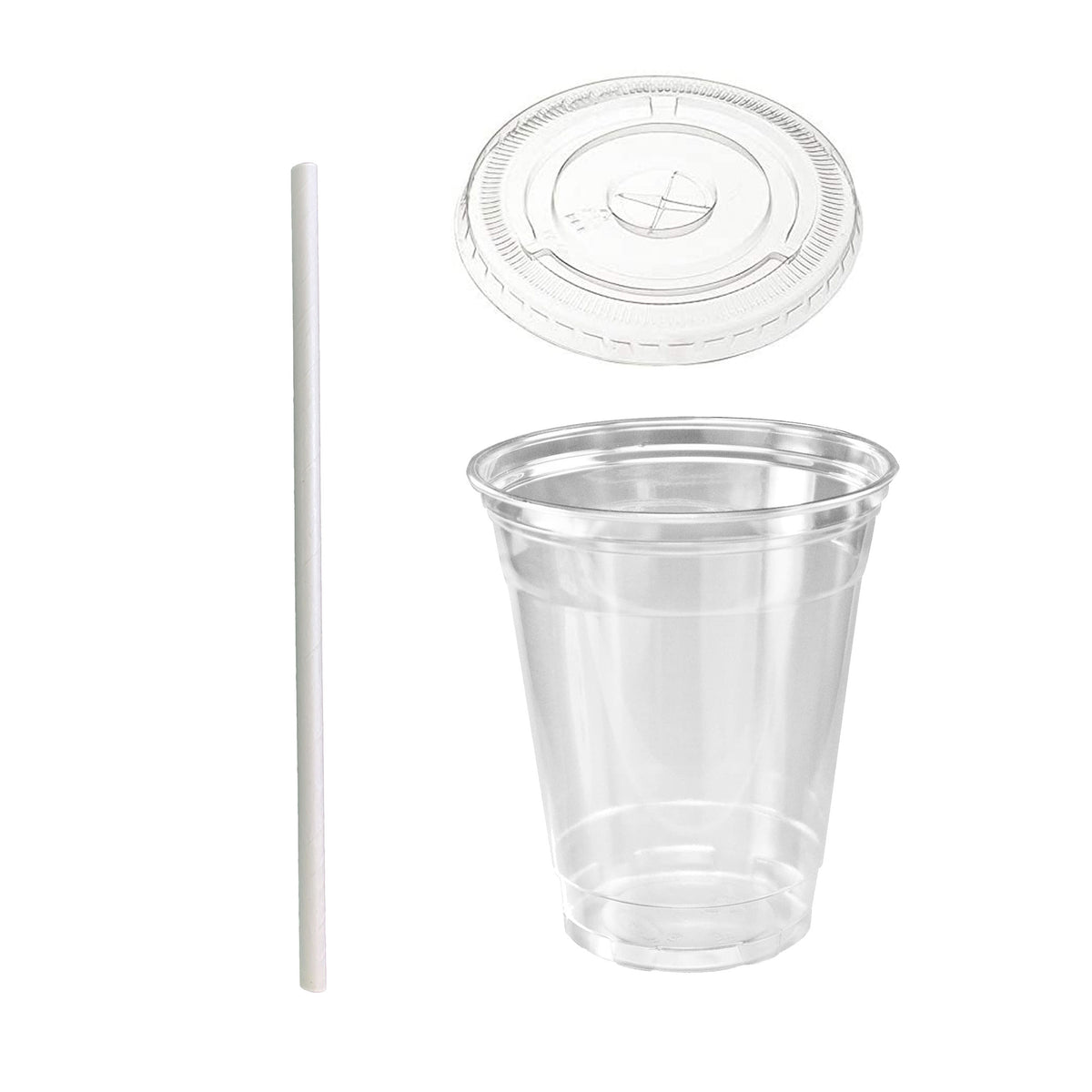 24oz Crystal Clear Plastic Cups With Flat lids - For Summary