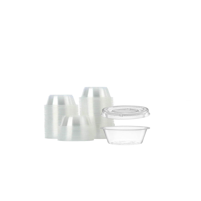 [250 Sets] Plastic Clear Portion Cups With Lids, Souffle Cups Clear