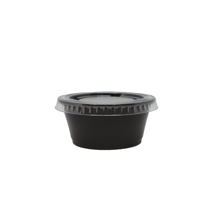 3.25 oz Plastic Black Portion Cups With Lids, Souffle Cups