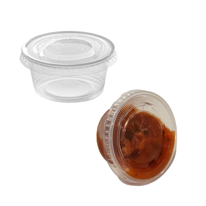 [250 Sets] Plastic Clear Portion Cups With Lids, Souffle Cups Clear