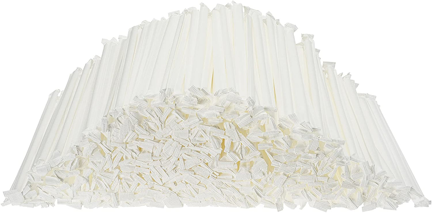 7-3/4" Clear Plastic Straws with Paper Wrapped Drinking Straws