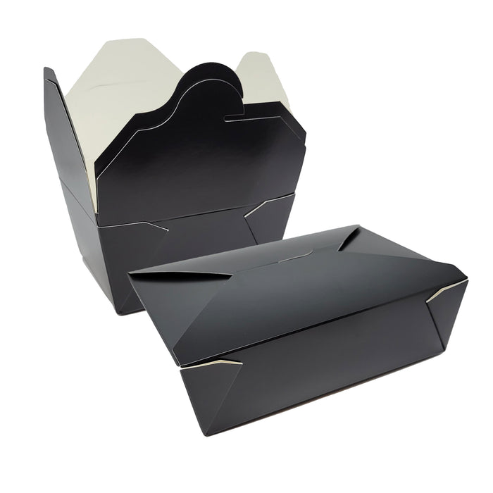 64oz Black Folded Take out Paper Box, Disposable Paper Togo Containers #3