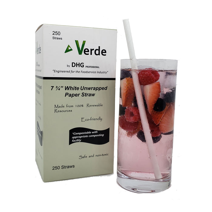 White Paper Straw unWrapped 7.75"