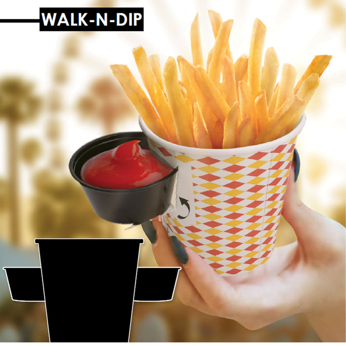 24oz Walk-n-Dip Paper Food Containers with 3.25oz Portion Cups